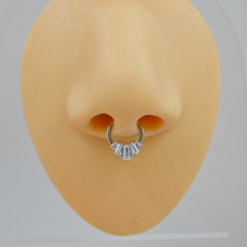 316L Medical Steel Zircon Nasal Septum Nose Stud Nose Ring Closed Earring Bone Nail Ear Ear Bone Pin Puncture
