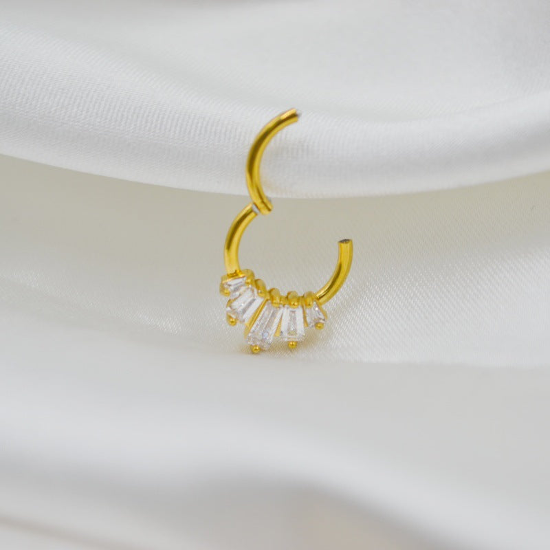 316L Medical Steel Zircon Nasal Septum Nose Stud Nose Ring Closed Earring Bone Nail Ear Ear Bone Pin Puncture