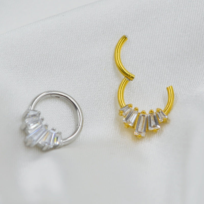 316L Medical Steel Zircon Nasal Septum Nose Stud Nose Ring Closed Earring Bone Nail Ear Ear Bone Pin Puncture