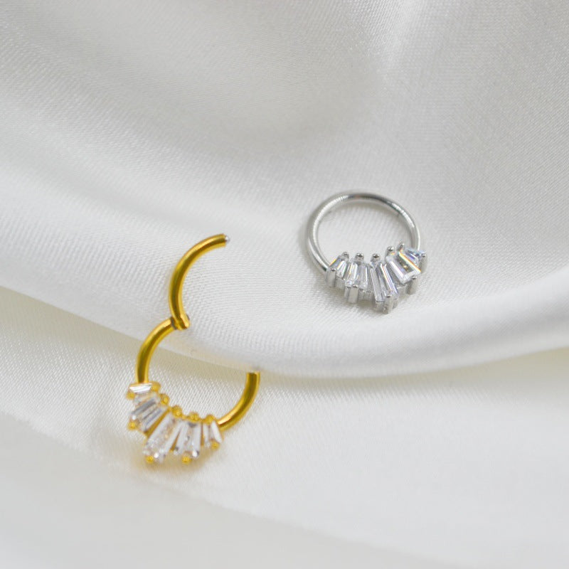 316L Medical Steel Zircon Nasal Septum Nose Stud Nose Ring Closed Earring Bone Nail Ear Ear Bone Pin Puncture