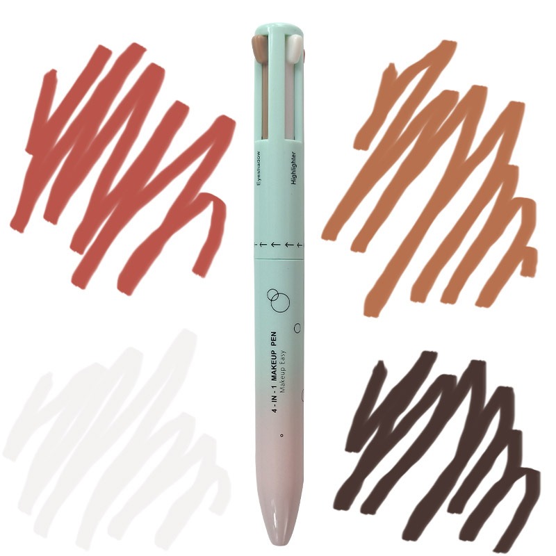 4 In 1 Makeup Pen Multifunctional Makeup Pen With Eyeliner, Lip Liner, Eyebrow Pencil, And Highlighter Portable Travel Easy-To-Apply Makeup Pencil